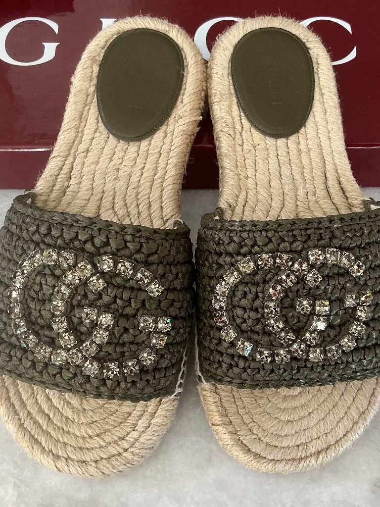 Gucci Rafia Slides